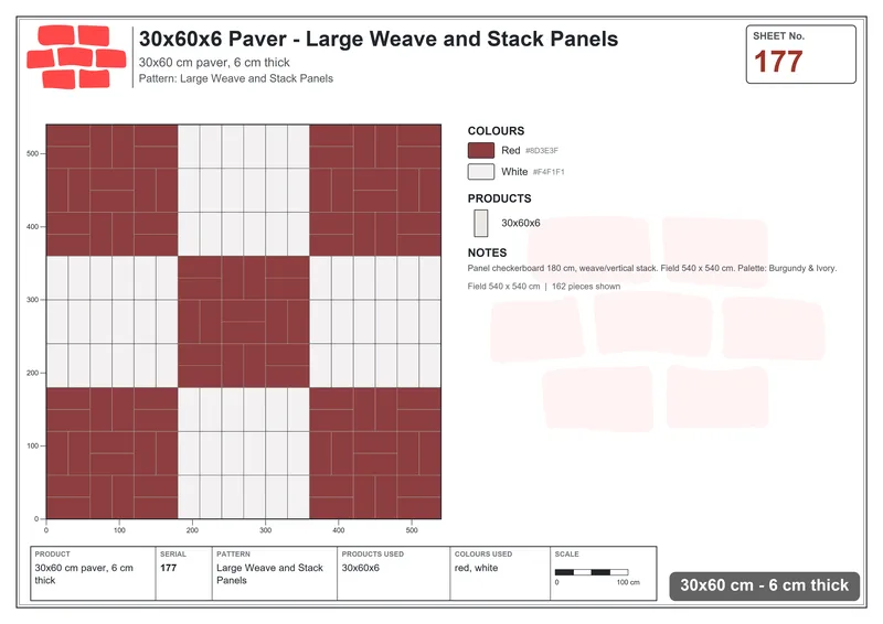 Interlock (Pasco) 30x60 cm · RC36-177 · Large Weave and Stack Panels · Laying plan Interlock (Pasco) 30x60 cm · RC36-177 · Large Weave and Stack Panels · Laying plan