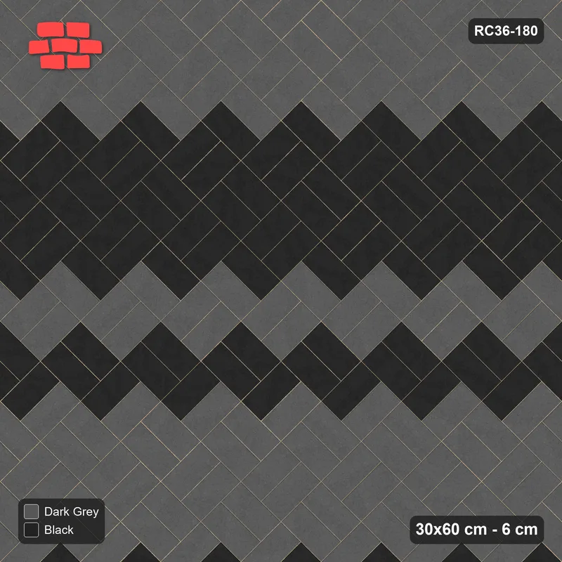 Interlock (Pasco) 30x60 cm · RC36-180 · Diagonal Parquet, Graded Wide Bands · Top view