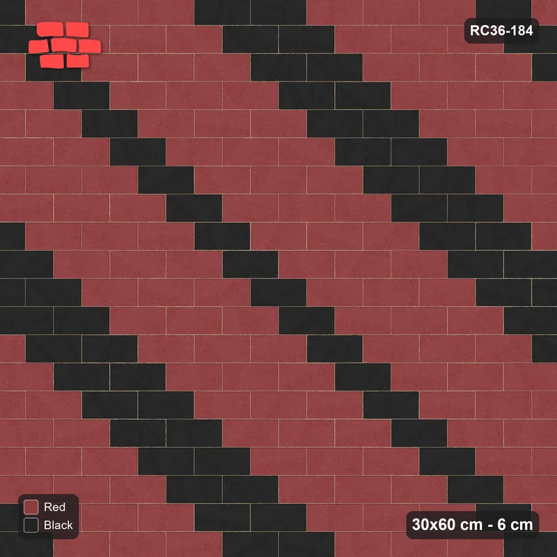 Interlock (Pasco) 30x60 cm · RC36-184 · Running Bond 1/2, Diagonal Steps · Top view