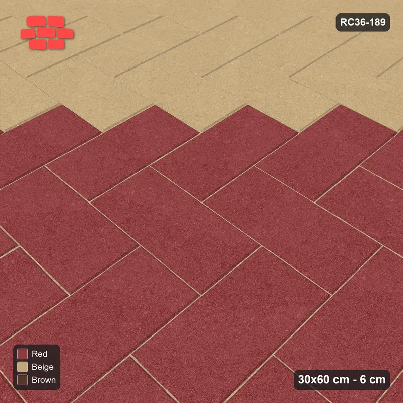Interlock (Pasco) 30x60 cm · RC36-189 · Herringbone 90, Three-Tone Course Pairs · Side view