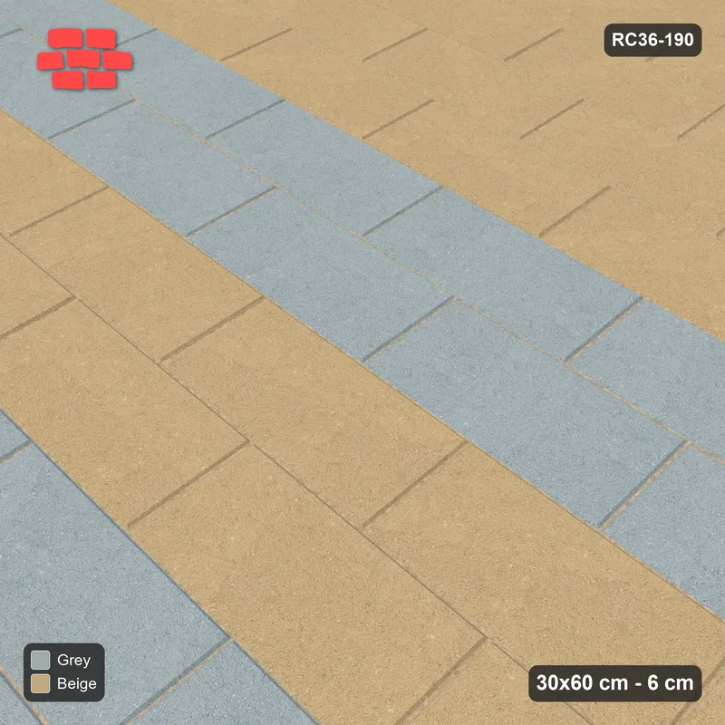 Interlock (Pasco) 30x60 cm · RC36-190 · Running Bond 1/2, Graded Wide Bands in 54F Kerb Frame · Side view