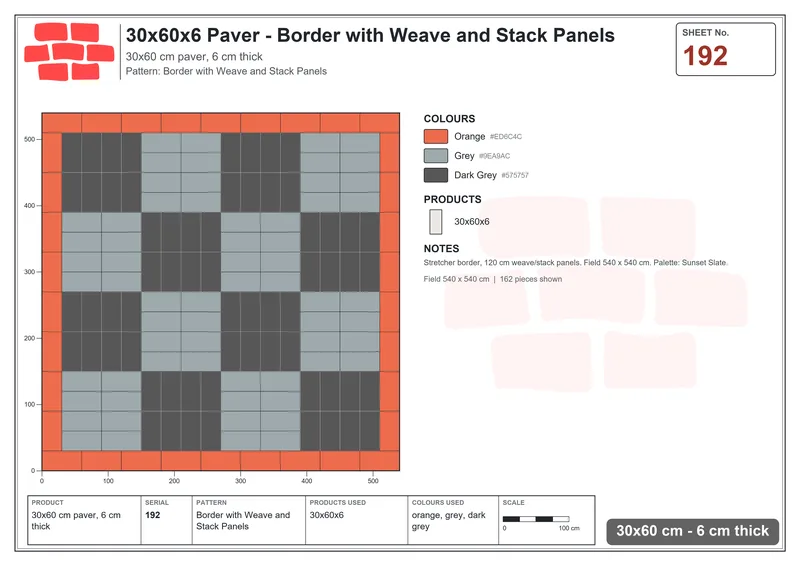 Interlock (Pasco) 30x60 cm · RC36-192 · Border with Weave and Stack Panels · Laying plan Interlock (Pasco) 30x60 cm · RC36-192 · Border with Weave and Stack Panels · Laying plan