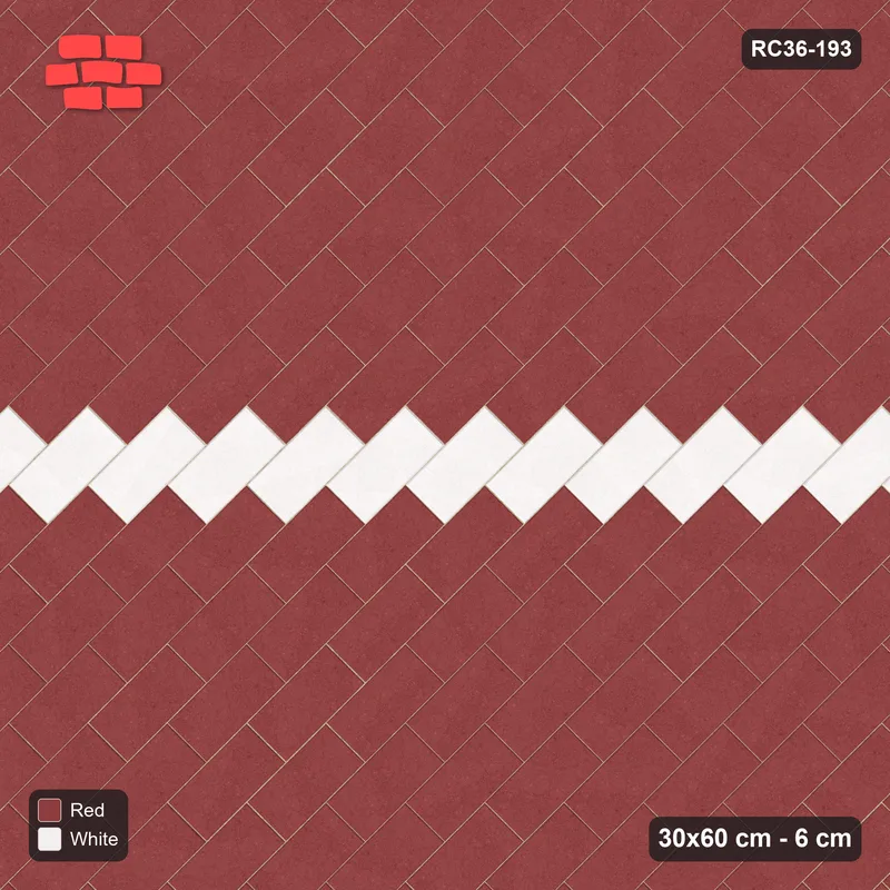 Interlock (Pasco) 30x60 cm · RC36-193 · Diagonal Running Bond, Feature Band · Top view