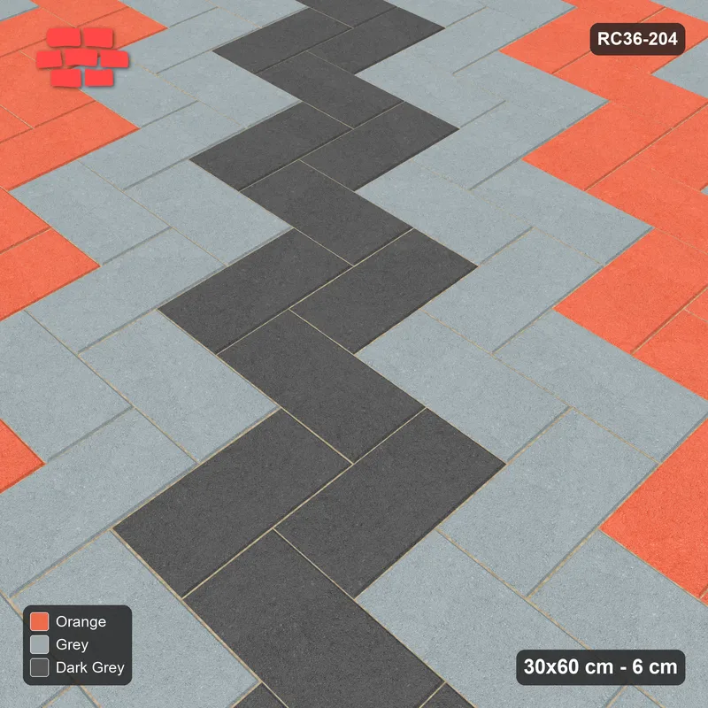 Interlock (Pasco) 30x60 cm · RC36-204 · Herringbone 90, Three-Tone Diagonal · Side view