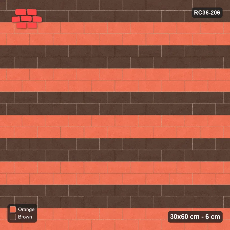 Interlock (Pasco) 30x60 cm · RC36-206 · Running Bond 1/3, Paired Course Stripes · Top view