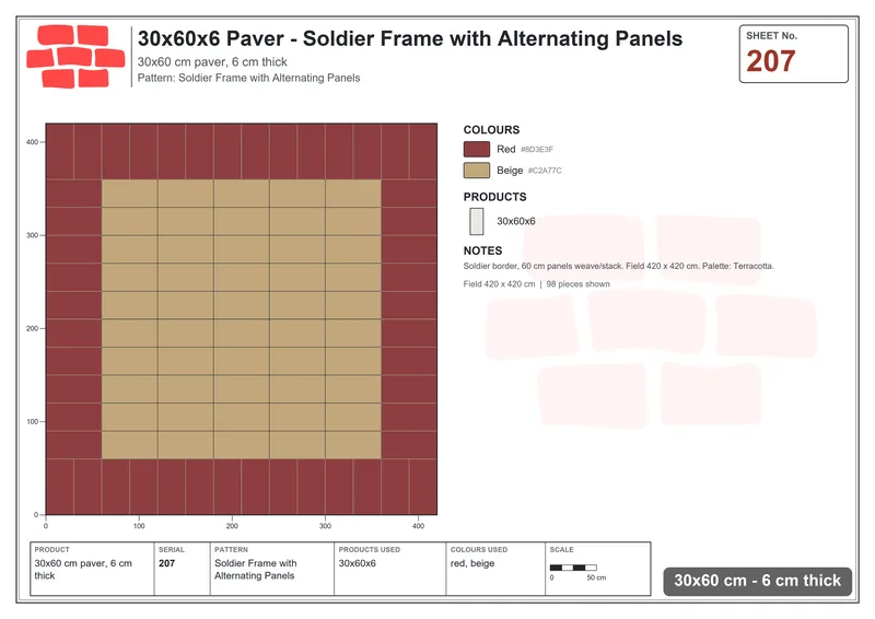 Interlock (Pasco) 30x60 cm · RC36-207 · Soldier Frame with Alternating Panels · Laying plan Interlock (Pasco) 30x60 cm · RC36-207 · Soldier Frame with Alternating Panels · Laying plan