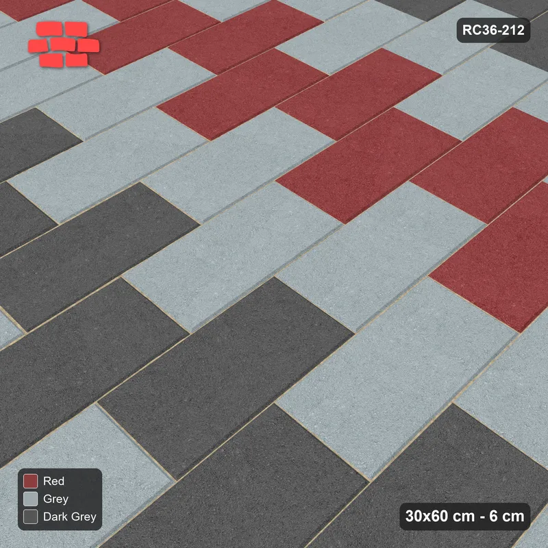 Interlock (Pasco) 30x60 cm · RC36-212 · Vertical Running Bond 1/2, Three-Tone Columns in 54H Kerb Frame · Side view