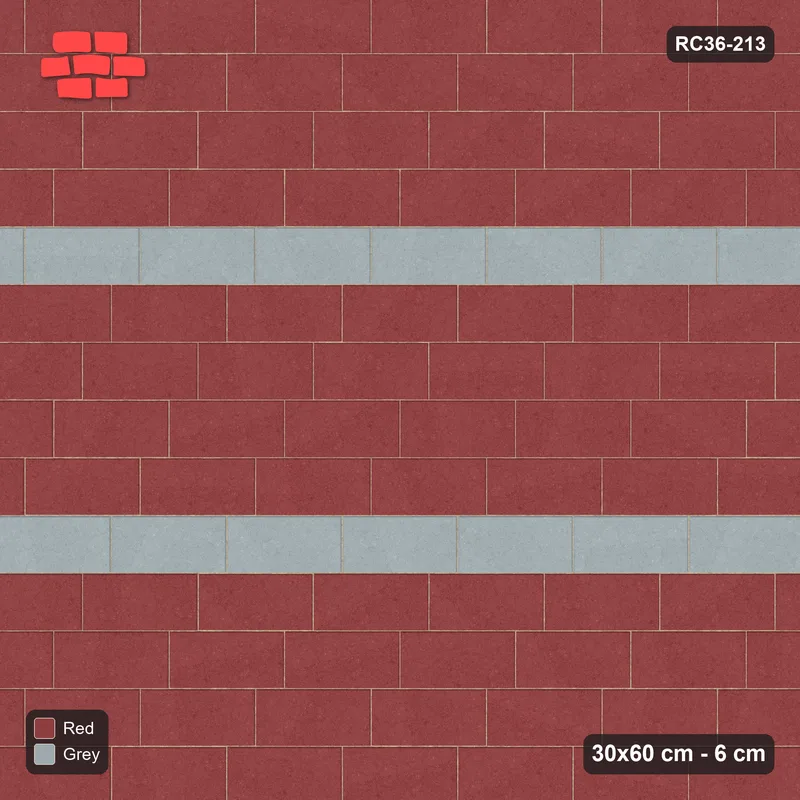 Interlock (Pasco) 30x60 cm · RC36-213 · Running Bond 1/4, Twin Feature Courses · Top view