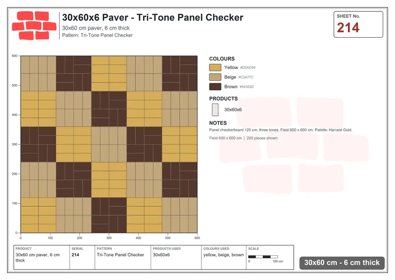 Interlock (Pasco) 30x60 cm · RC36-214 · Tri-Tone Panel Checker · Laying plan Interlock (Pasco) 30x60 cm · RC36-214 · Tri-Tone Panel Checker · Laying plan