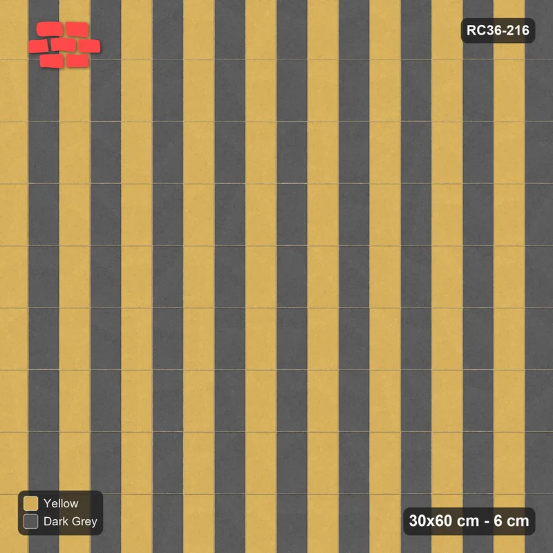 Interlock (Pasco) 30x60 cm · RC36-216 · Vertical Stack Bond, Column Stripes · Top view