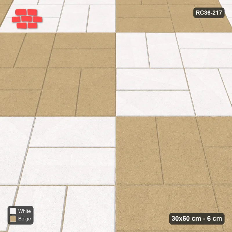 Interlock (Pasco) 30x60 cm · RC36-217 · Diagonal Parquet, Checker Blocks 2x2 · Side view