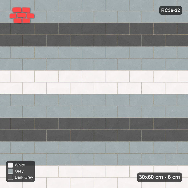 Interlock (Pasco) 30x60 cm · RC36-22 · Tonal course gradient running bond · Top view