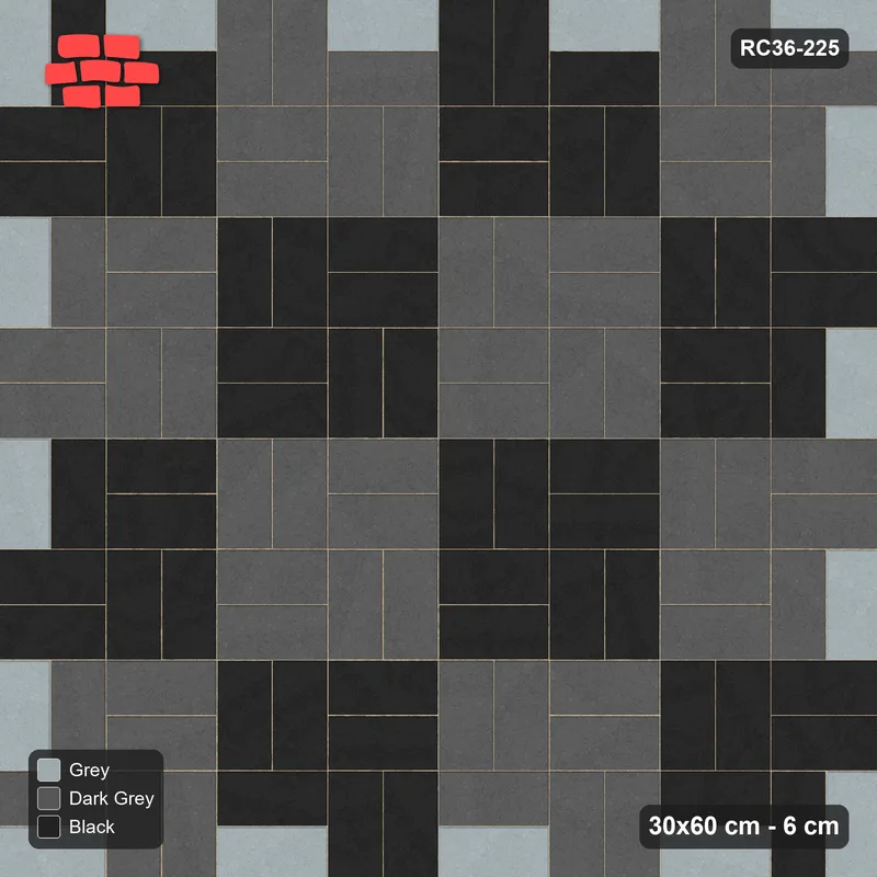 Interlock (Pasco) 30x60 cm · RC36-225 · Basketweave, Checker with Edge Course · Top view