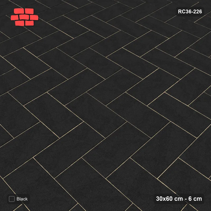 Interlock (Pasco) 30x60 cm · RC36-226 · Herringbone 90, Single Tone in 25F Kerb Frame · Side view