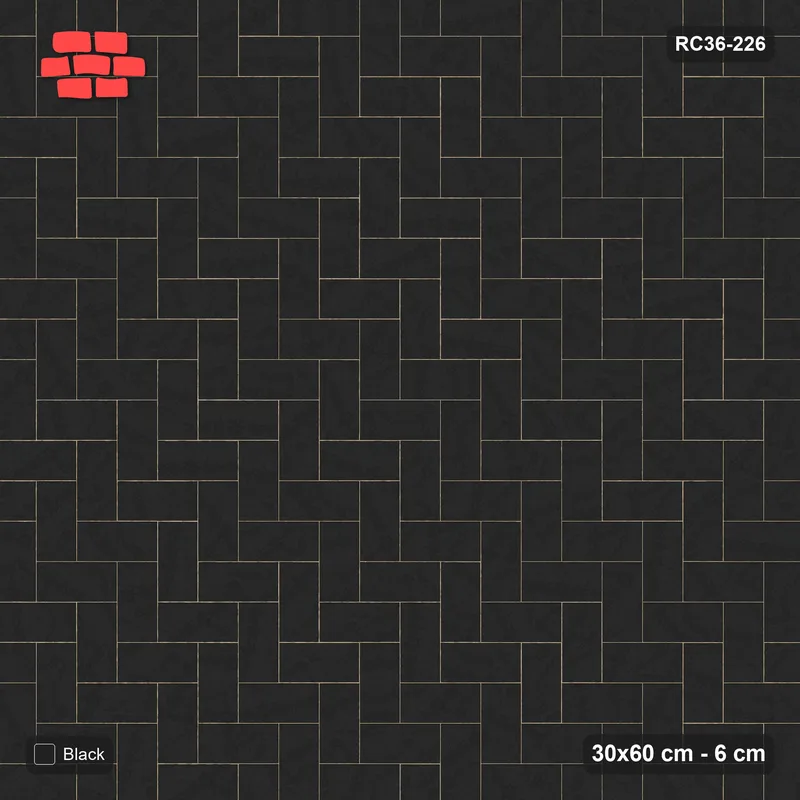 Interlock (Pasco) 30x60 cm · RC36-226 · Herringbone 90, Single Tone in 25F Kerb Frame · Top view