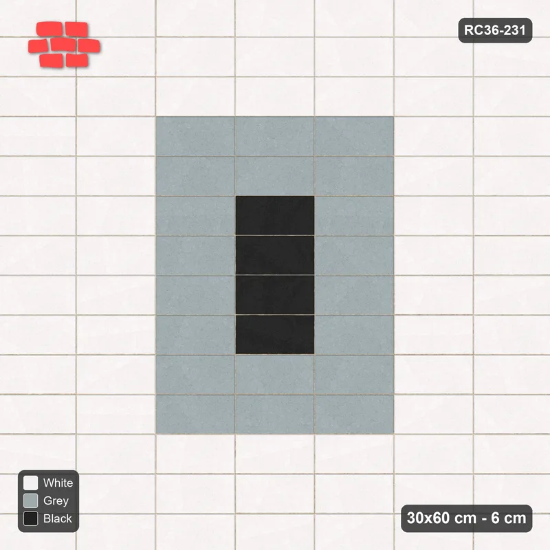 Interlock (Pasco) 30x60 cm · RC36-231 · Stack Bond, Stepped Medallion · Top view