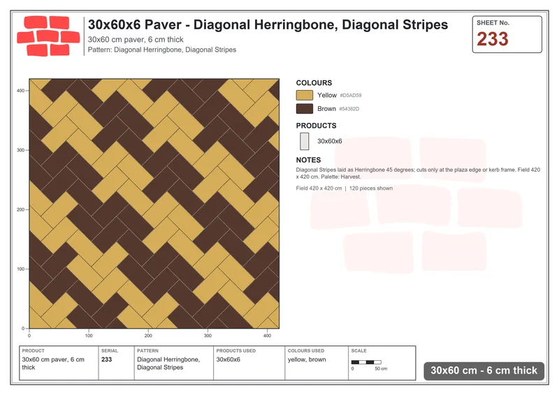 Interlock (Pasco) 30x60 cm · RC36-233 · Diagonal Herringbone, Diagonal Stripes · Laying plan Interlock (Pasco) 30x60 cm · RC36-233 · Diagonal Herringbone, Diagonal Stripes · Laying plan