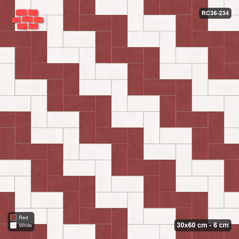 Interlock (Pasco) 30x60 cm · RC36-234 · Herringbone 90, Diagonal Stripes · Top view
