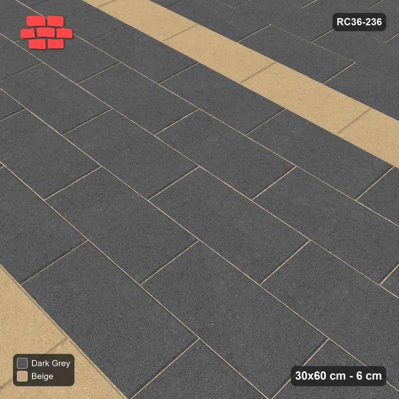 Interlock (Pasco) 30x60 cm · RC36-236 · Running Bond 1/2, Twin Feature Courses · Side view