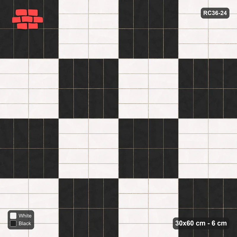 Interlock (Pasco) 30x60 cm · RC36-24 · Double basketweave checker · Top view