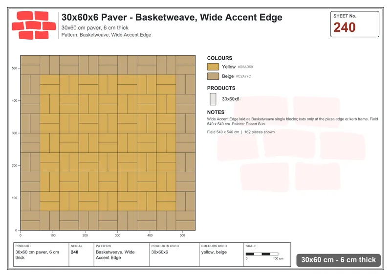 Interlock (Pasco) 30x60 cm · RC36-240 · Basketweave, Wide Accent Edge · Laying plan Interlock (Pasco) 30x60 cm · RC36-240 · Basketweave, Wide Accent Edge · Laying plan