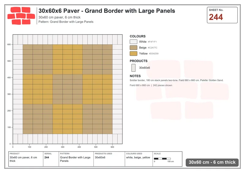 Interlock (Pasco) 30x60 cm · RC36-244 · Grand Border with Large Panels · Laying plan Interlock (Pasco) 30x60 cm · RC36-244 · Grand Border with Large Panels · Laying plan