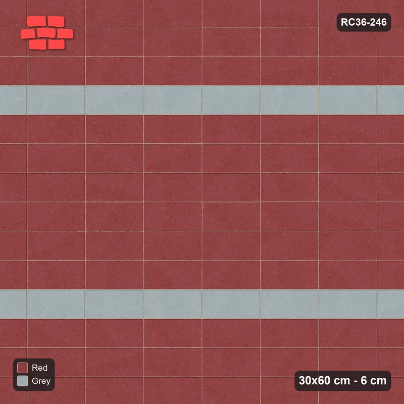 Interlock (Pasco) 30x60 cm · RC36-246 · Stack Bond, Twin Feature Courses · Top view