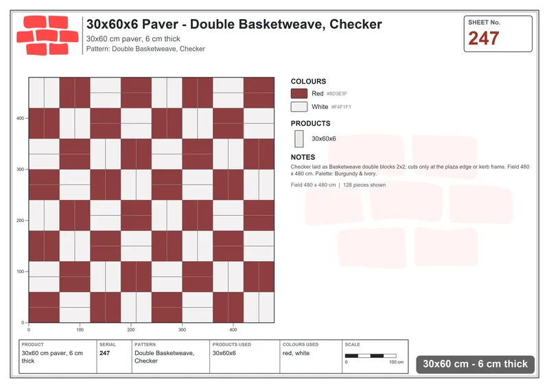 Interlock (Pasco) 30x60 cm · RC36-247 · Double Basketweave, Checker · Laying plan Interlock (Pasco) 30x60 cm · RC36-247 · Double Basketweave, Checker · Laying plan
