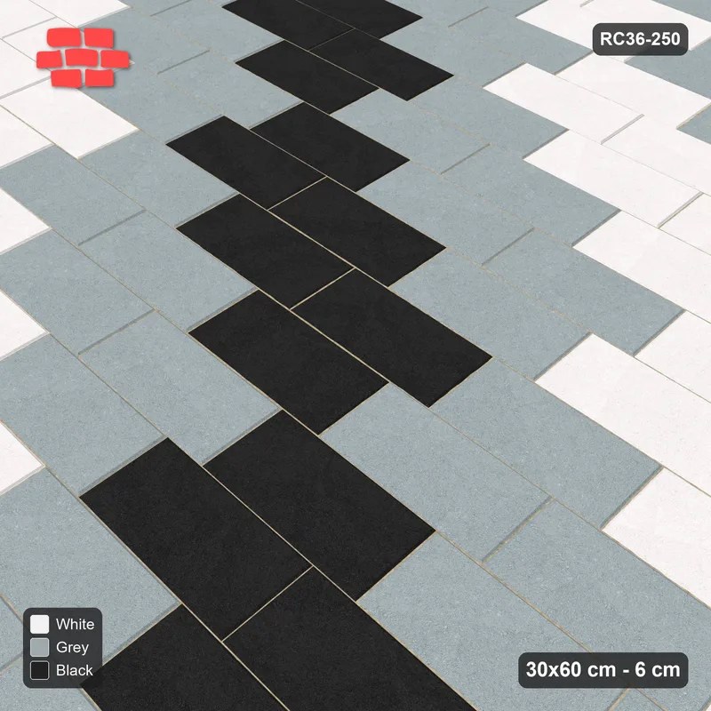 Interlock (Pasco) 30x60 cm · RC36-250 · Running Bond 1/4, Three-Tone Diagonal · Side view
