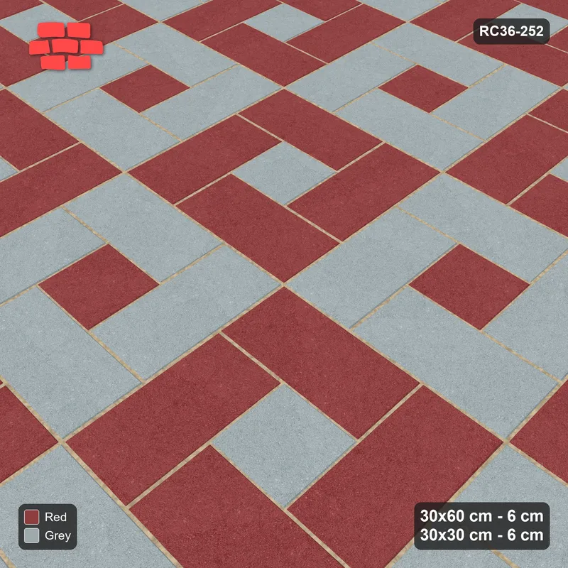 Interlock (Pasco) 30x60 cm · RC36-252 · Pinwheel ACW, 30x30 Centres, Module Chequer - Brick & Ash · Side view