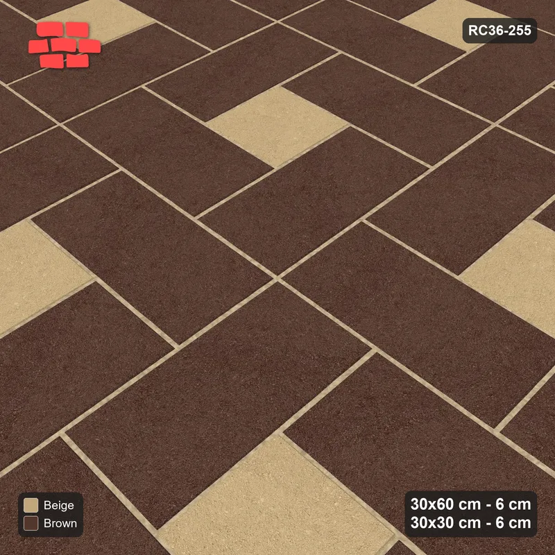 Interlock (Pasco) 30x60 cm · RC36-255 · Pinwheel CW, 30x30 Centres, Solid Planks - Sandstone · Side view