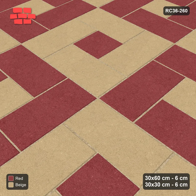 Interlock (Pasco) 30x60 cm · RC36-260 · Pinwheel ACW, 30x30 Centres, Module Chequer - Terracotta · Side view