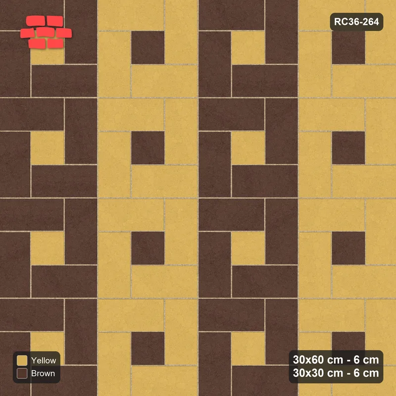 Interlock (Pasco) 30x60 cm · RC36-264 · Pinwheel ACW, 30x30 Centres, Column Bands + Kerb - Harvest · Top view