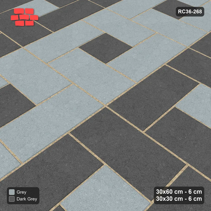 Interlock (Pasco) 30x60 cm · RC36-268 · Pinwheel ACW, 30x30 Centres, Column Bands - Charcoal Edge · Side view