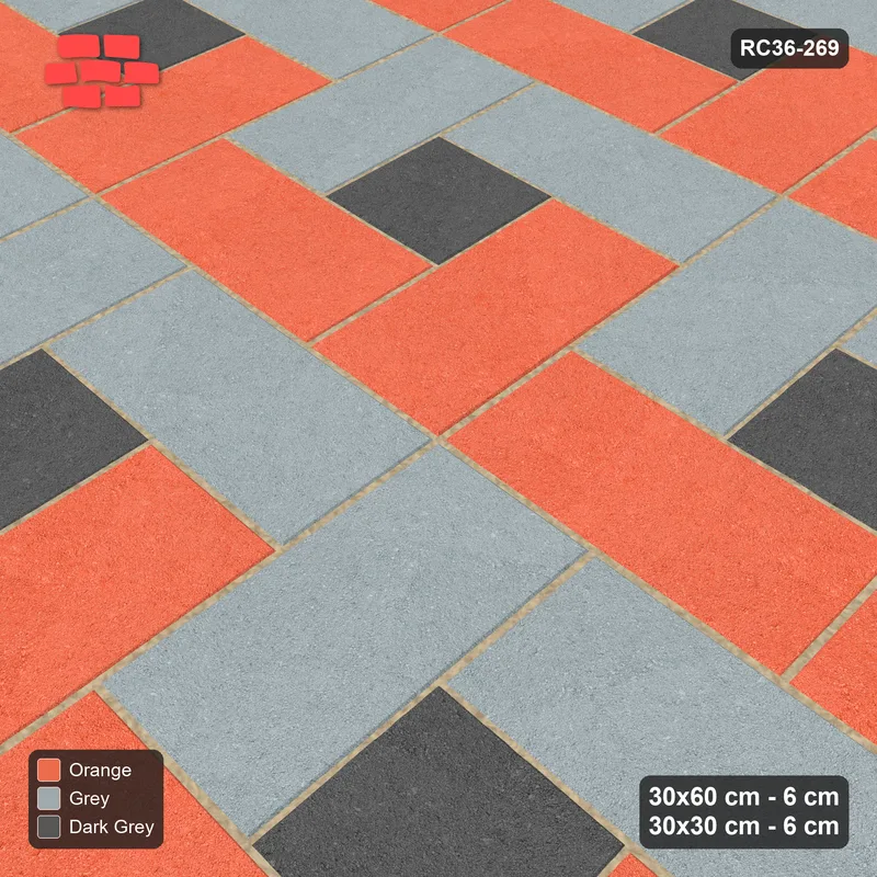 Interlock (Pasco) 30x60 cm · RC36-269 · Pinwheel CW, 30x30 Centre, Alternating Planks - Sunset Slate · Side view