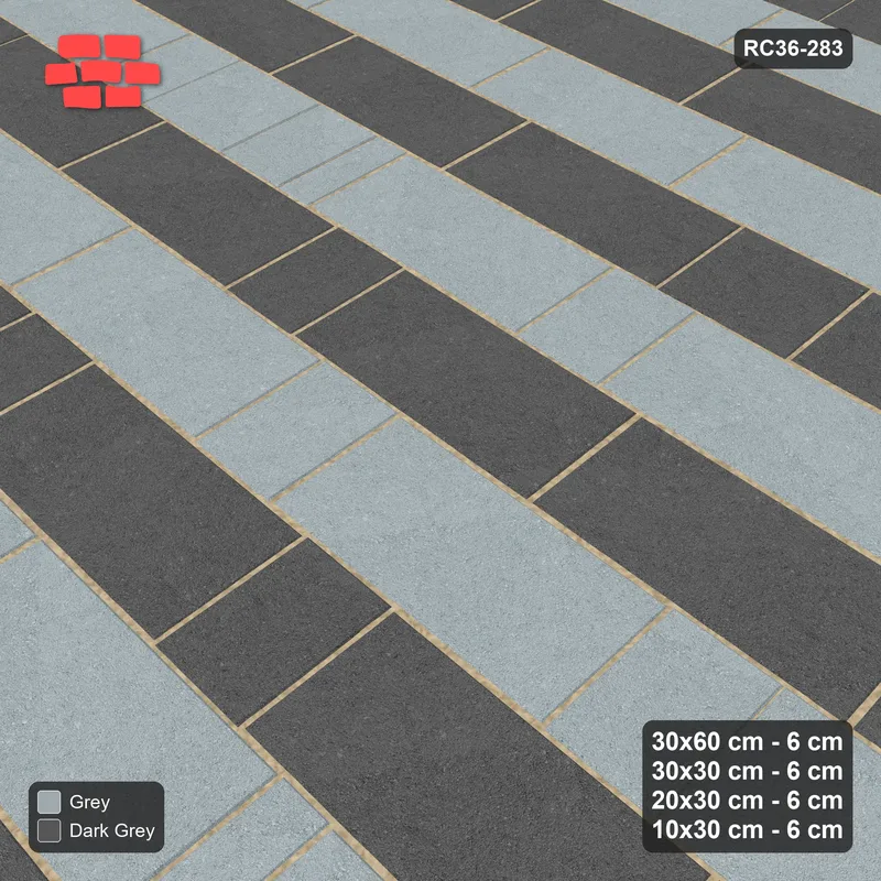 Interlock (Pasco) 30x60 cm · RC36-283 · Roman 30 Course Mix, Course Bands - Charcoal Edge · Side view