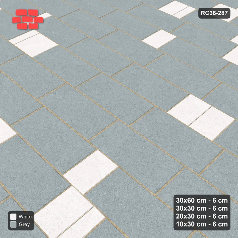Interlock (Pasco) 30x60 cm · RC36-287 · Roman 30 Course Mix, By Length - Salt & Pepper · Side view