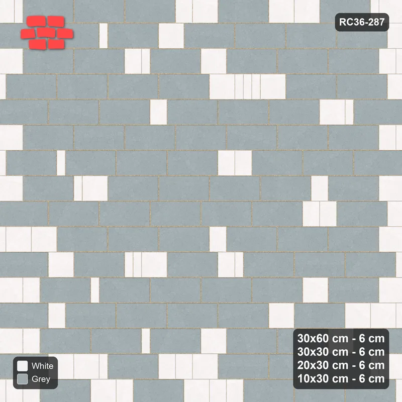 Interlock (Pasco) 30x60 cm · RC36-287 · Roman 30 Course Mix, By Length - Salt & Pepper · Top view
