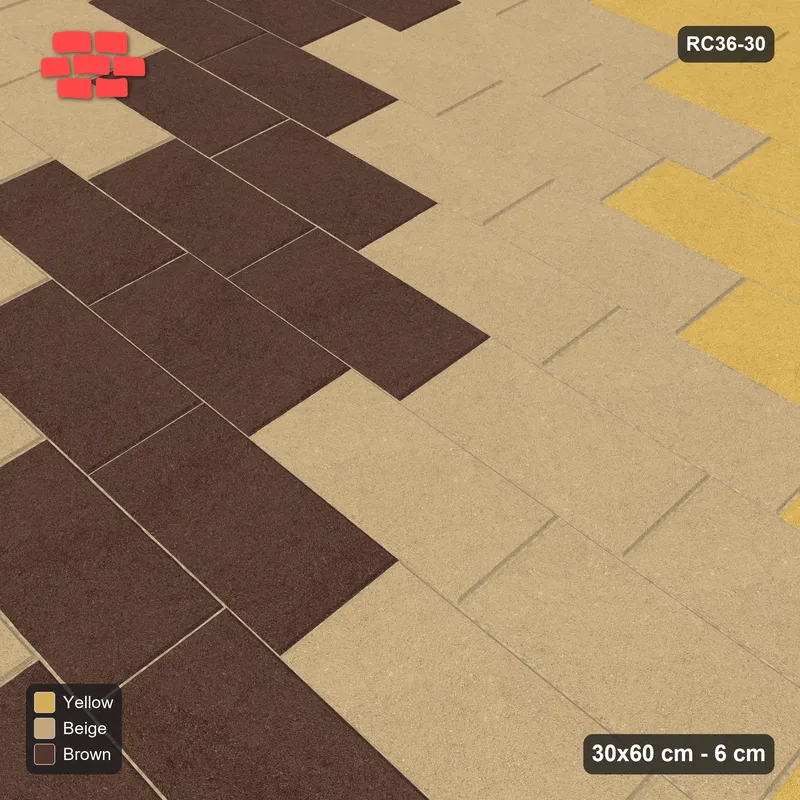 Interlock (Pasco) 30x60 cm · RC36-30 · Running bond 1/4 with diagonal steps · Side view