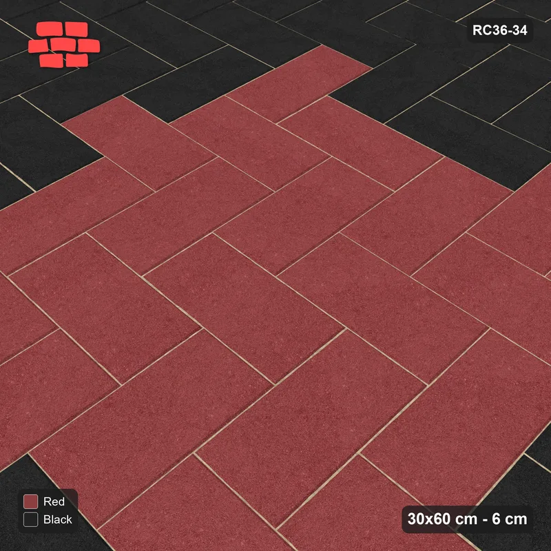 Interlock (Pasco) 30x60 cm · RC36-34 · Herringbone with red centre · Side view