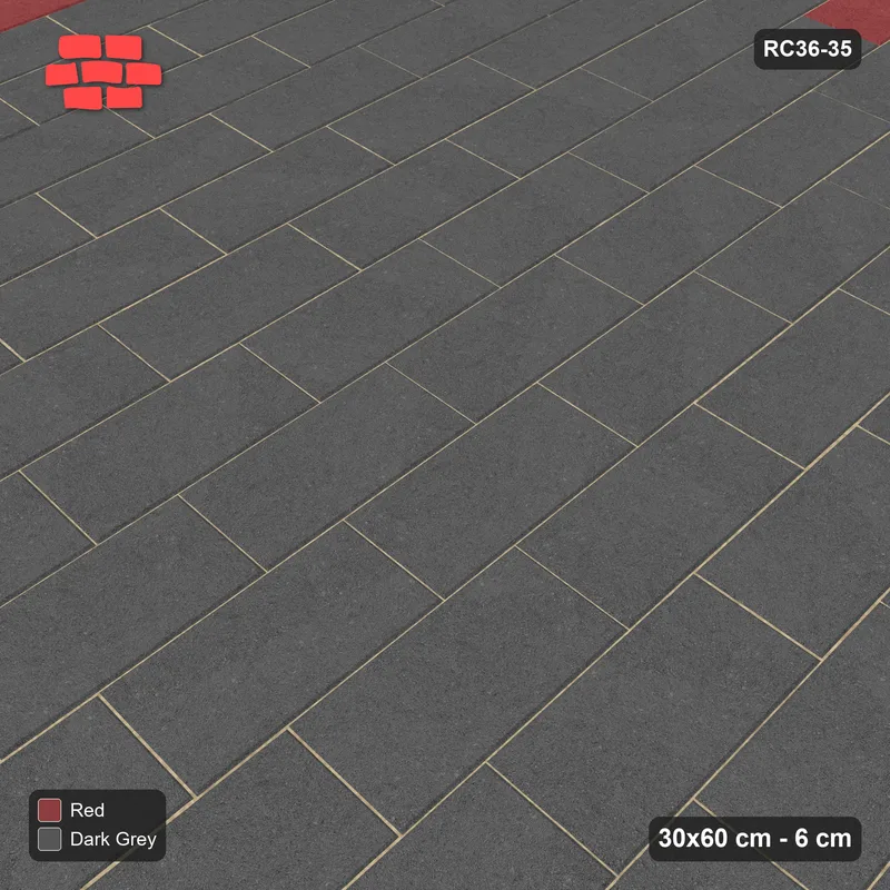 Interlock (Pasco) 30x60 cm · RC36-35 · Vertical running bond 1/3 with red edge · Side view