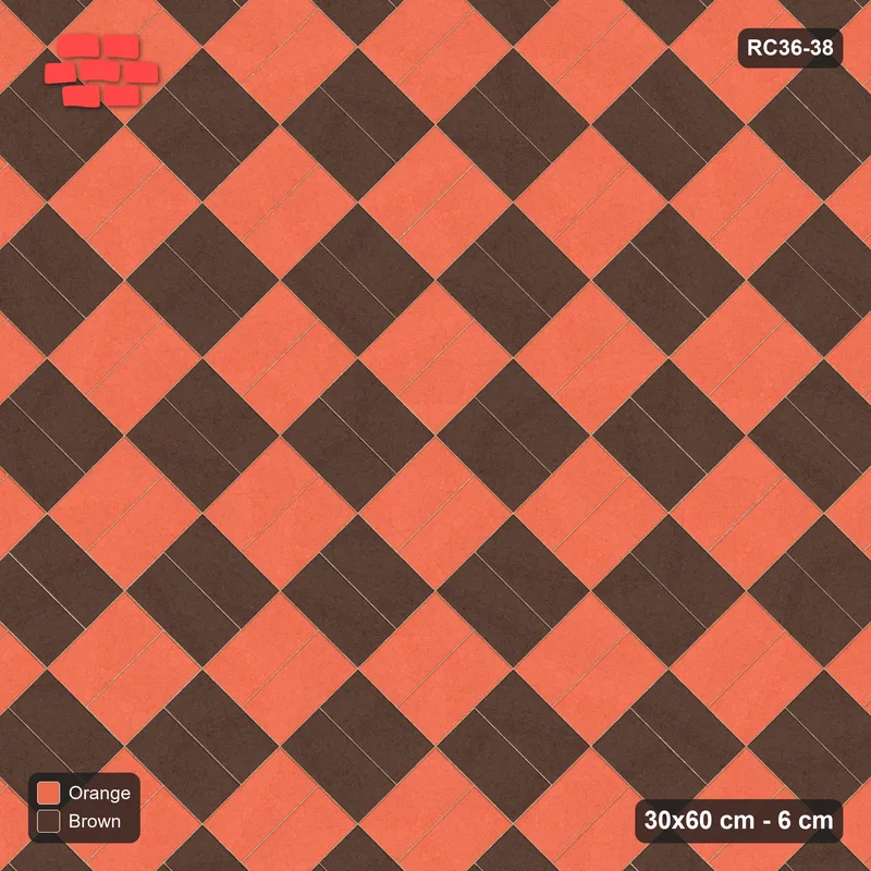 Interlock (Pasco) 30x60 cm · RC36-38 · Diagonal parquet checker · Top view