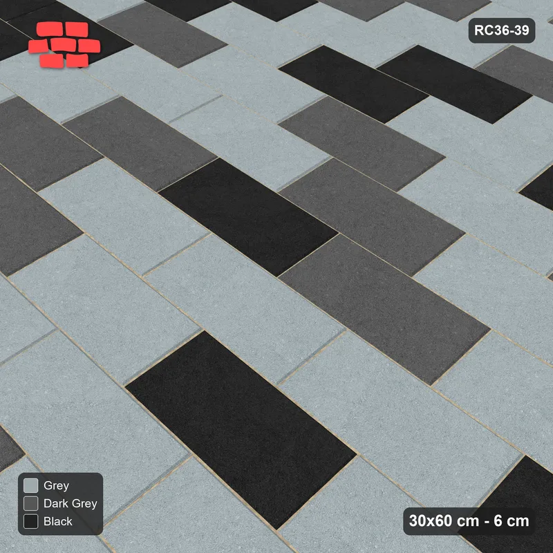Interlock (Pasco) 30x60 cm · RC36-39 · Soft greys running bond · Side view
