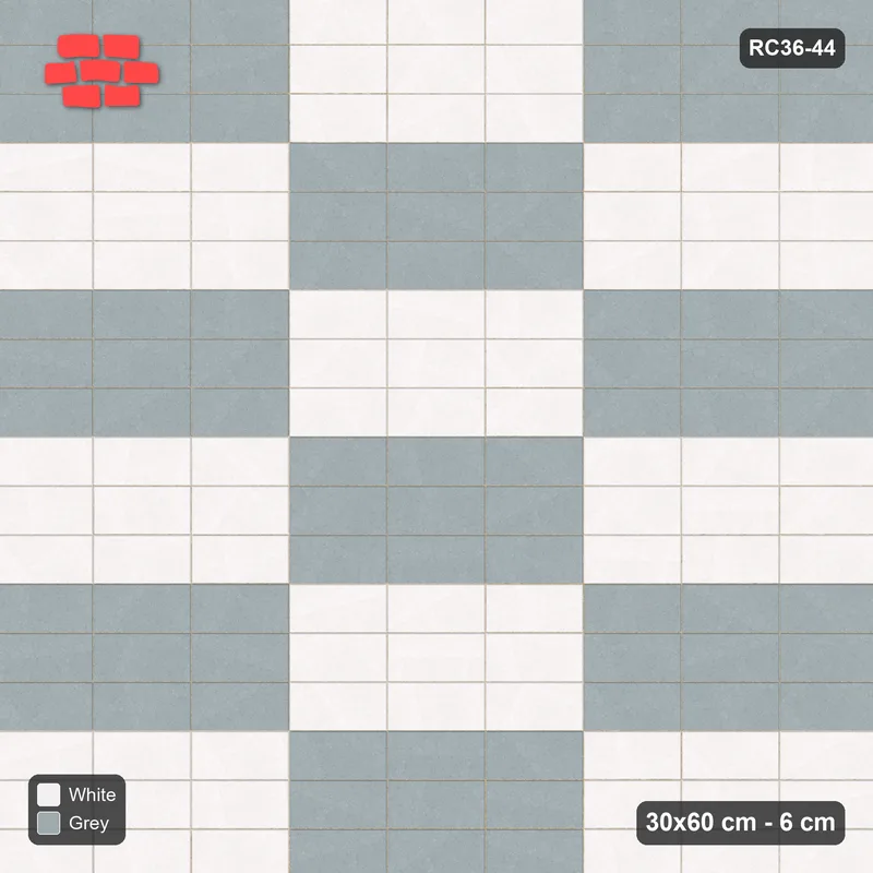 Interlock (Pasco) 30x60 cm · RC36-44 · Stack bond large checker · Top view