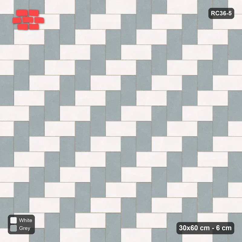 Interlock (Pasco) 30x60 cm · RC36-5 · Two-tone herringbone · Top view