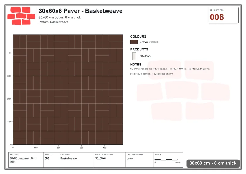 Interlock (Pasco) 30x60 cm · RC36-6 · Basketweave · Laying plan Interlock (Pasco) 30x60 cm · RC36-6 · Basketweave · Laying plan