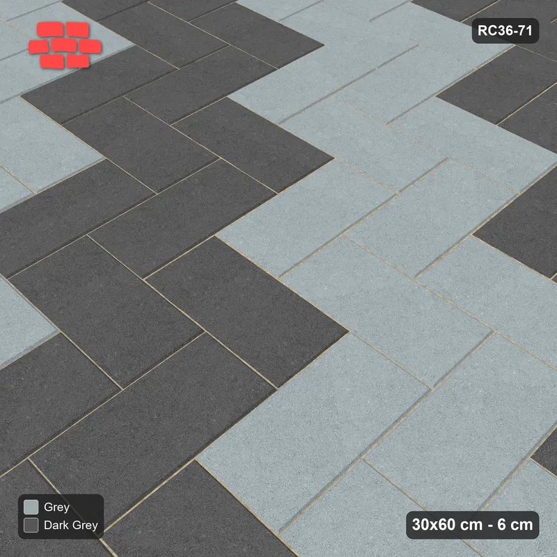 Interlock (Pasco) 30x60 cm · RC36-71 · Herringbone 90, Diagonal Bands · Side view