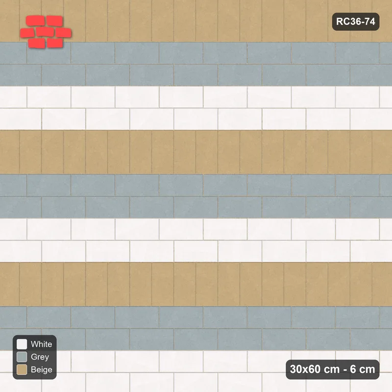 Interlock (Pasco) 30x60 cm · RC36-74 · Double Stretcher Bands · Top view