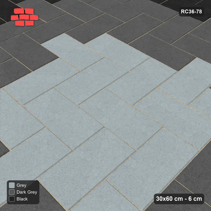Interlock (Pasco) 30x60 cm · RC36-78 · Herringbone 90, Concentric Squares · Side view