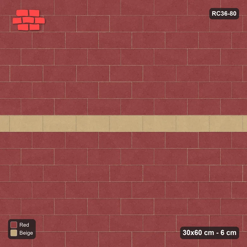 Interlock (Pasco) 30x60 cm · RC36-80 · Running Bond 1/3, Feature Course · Top view